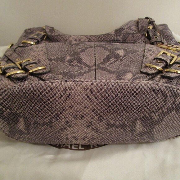 Michael Kors Milo Dark Sand Python Embossed Tote - Picture 4 of 8